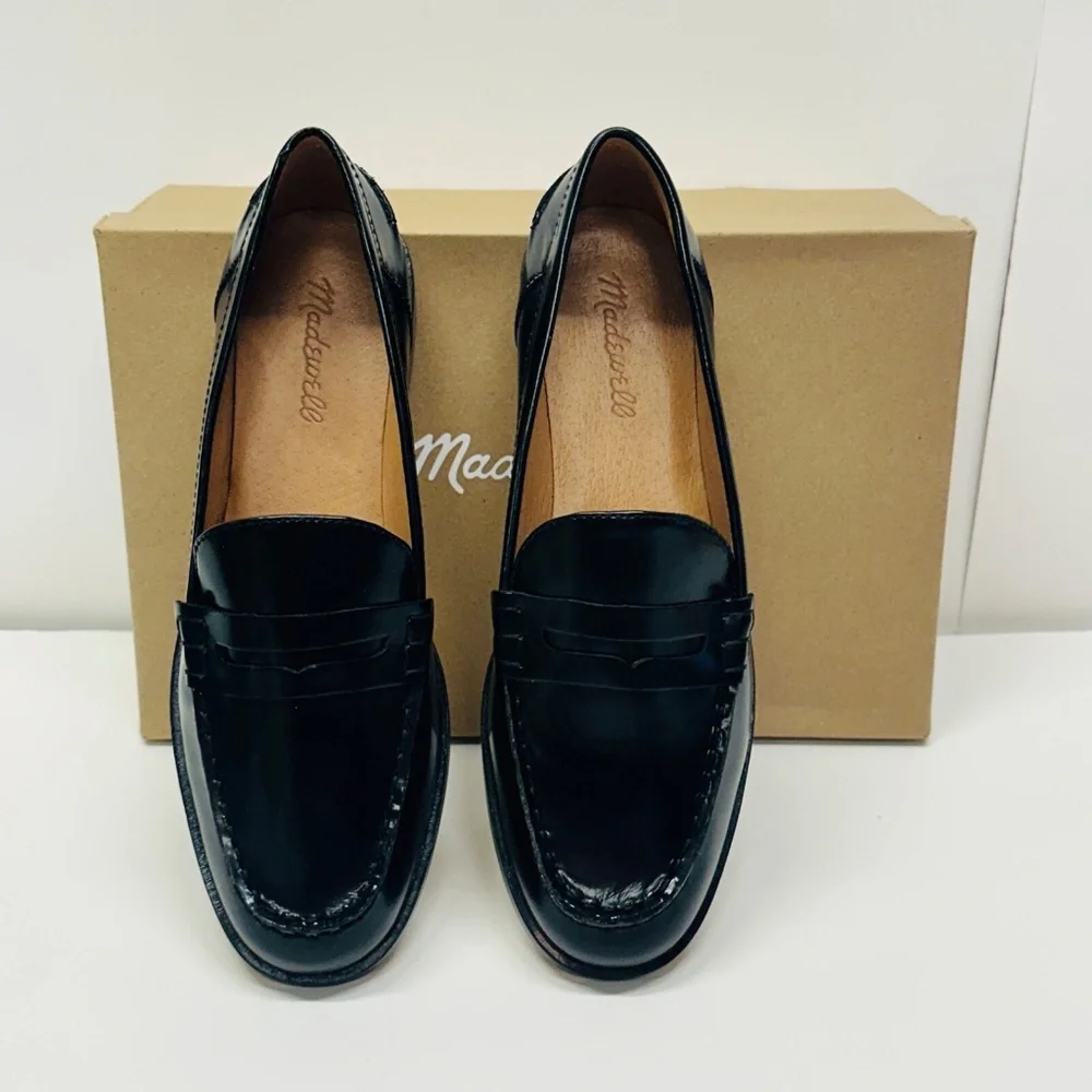 Madewell Penny Loafer In Leather True Black Size 9 New In Box